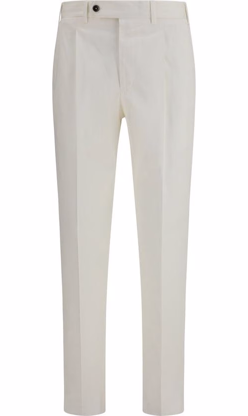 PT Torino White Cotton Casual Pants