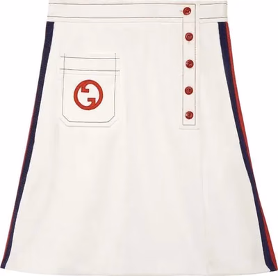 White Polyester Mini Skirt