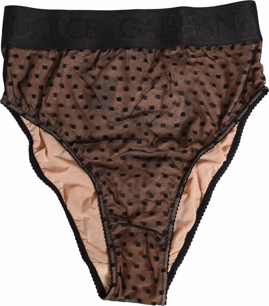 Dolce & Gabbana Black Beige Polka Dot Butterfly Brief Underwear