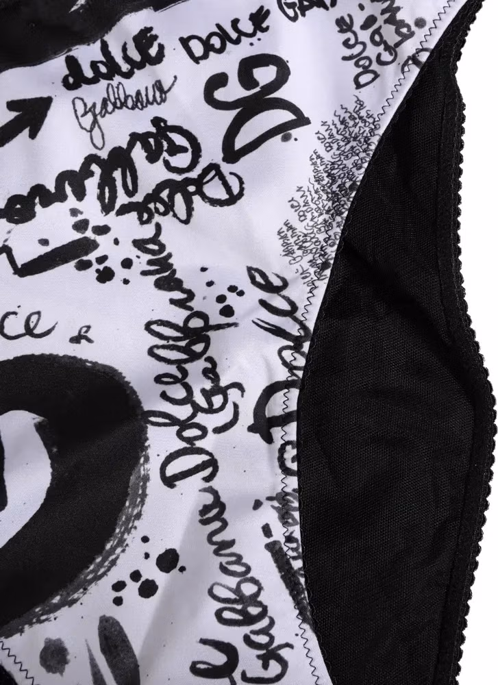 Dolce & Gabbana Black White Graphic Logo High Brief Underwear