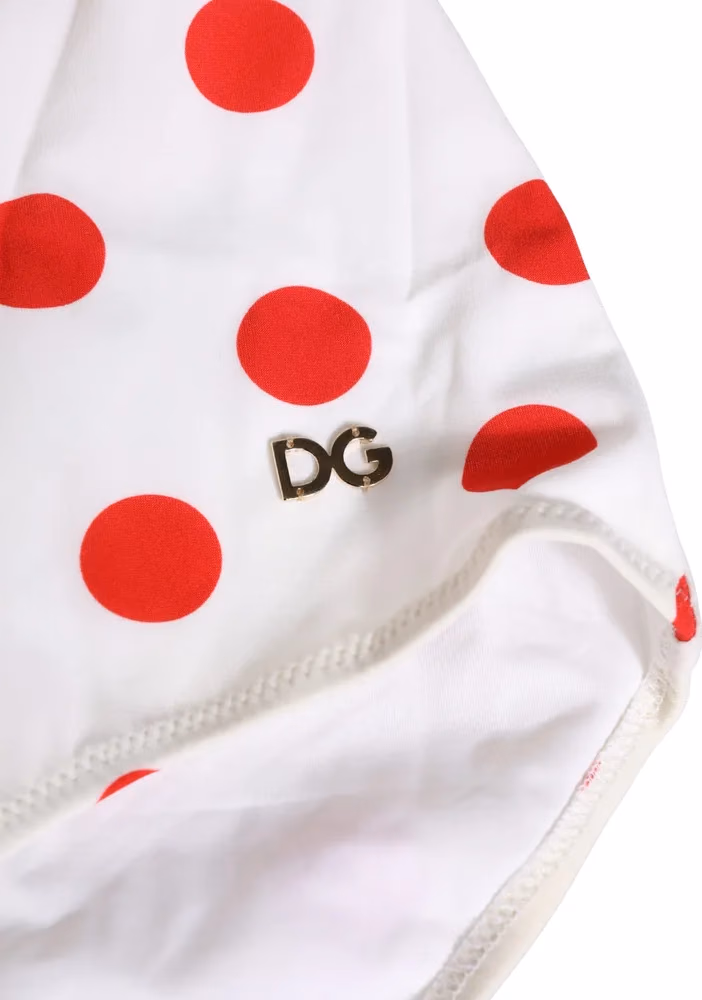 Dolce & Gabbana White Polka Dot One-Piece Swimsuit Swimwear