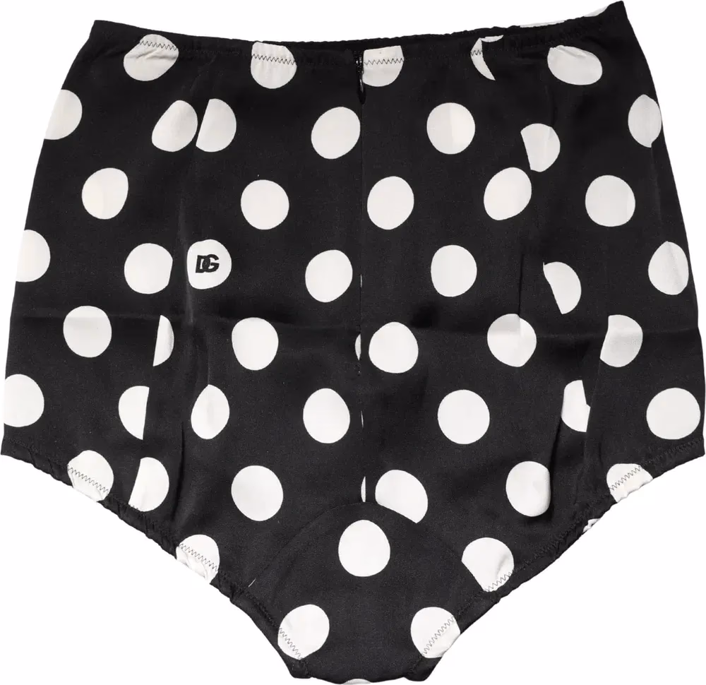 Dolce & Gabbana Black Polka Dot High Waist Girdle Panty Underwear
