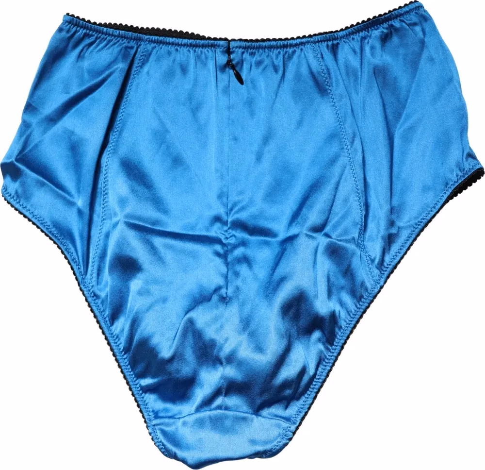 Dolce & Gabbana Blue Silk Blend High Waist Girdle Panty Underwear
