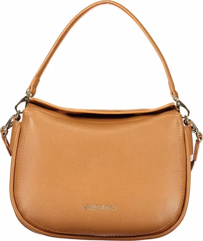 Mario Valentino Brown Polyurethane Women's Bag with Removable Shoulder Strap