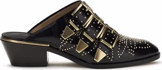 Chloé Black Calf Leather Bos Taurus Mules