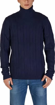 Blue Polyester Turtleneck