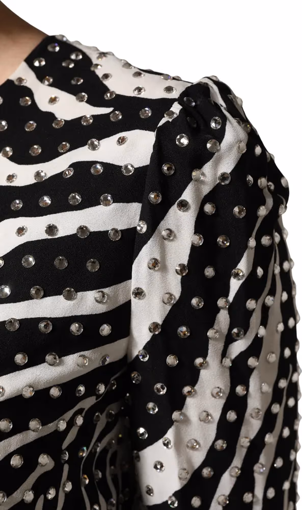 Dolce & Gabbana Black White Zebra Rhinestones Mini Dress