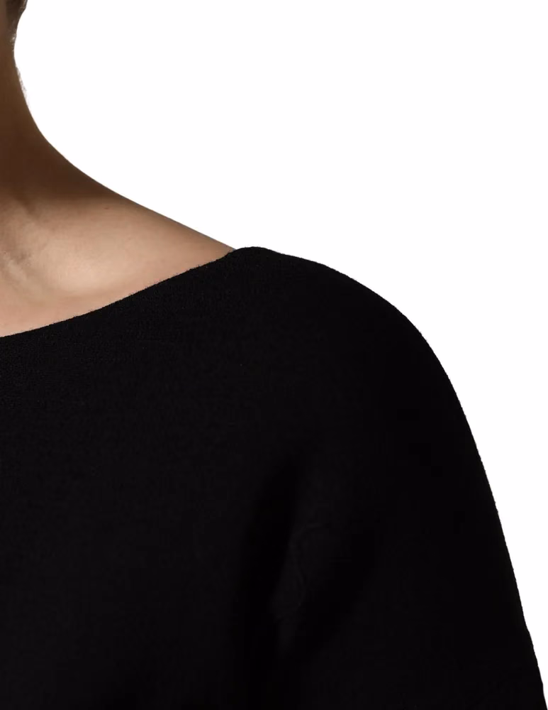 Dolce & Gabbana Black Wool Crepe Long Sleeves Midi Dress