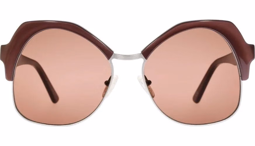 Andy Wolf Brown Metal & Plastic Sunglasses