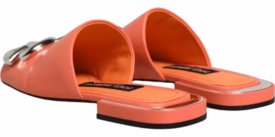 Orange DG Logo Leather Flats Sandals Shoes
