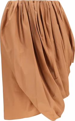 Beige Cotton Midi Skirt