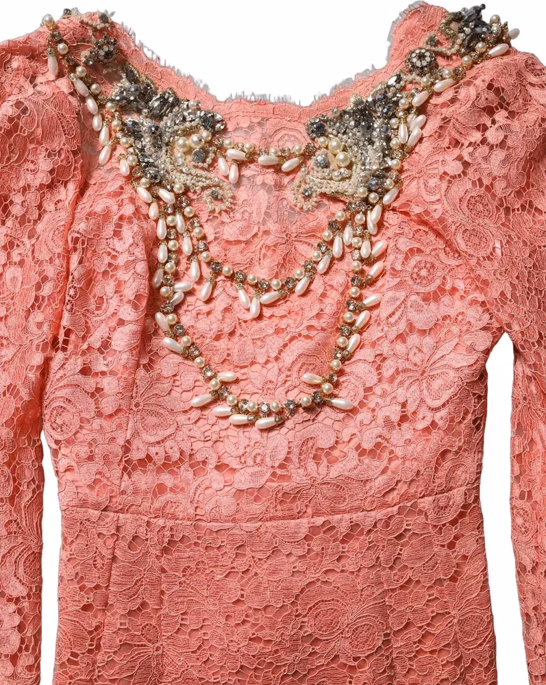 Dolce & Gabbana Pink Embellished Mermaid Lace Gown Dress