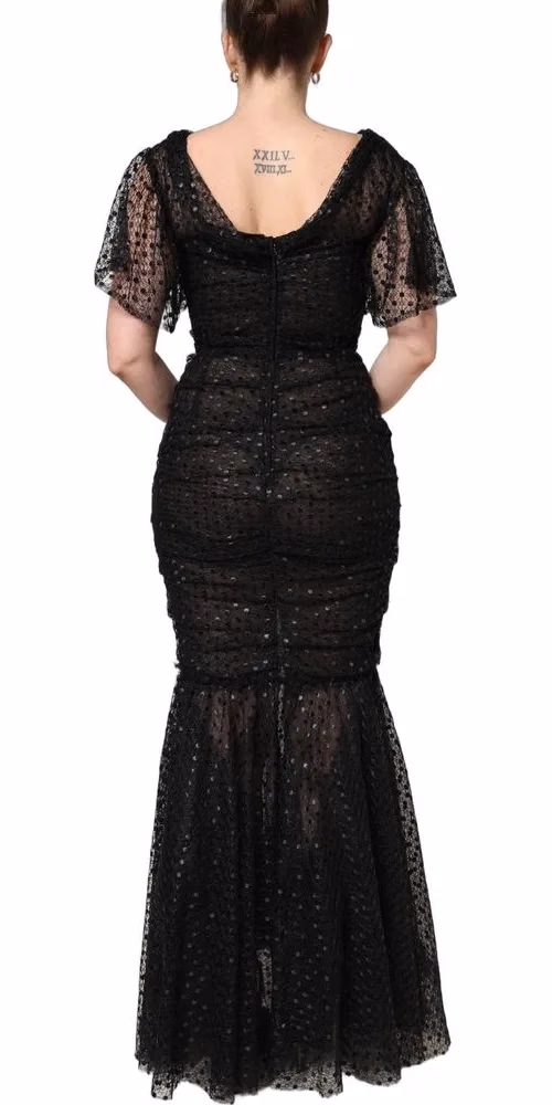 Dolce & Gabbana Black Sequinned Mermaid Evening Gown Dress
