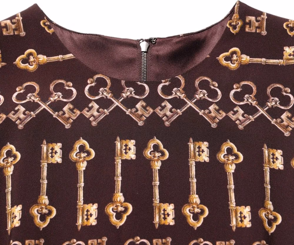 Dolce & Gabbana Brown Keys Fitted Sheath Knee Length Dress