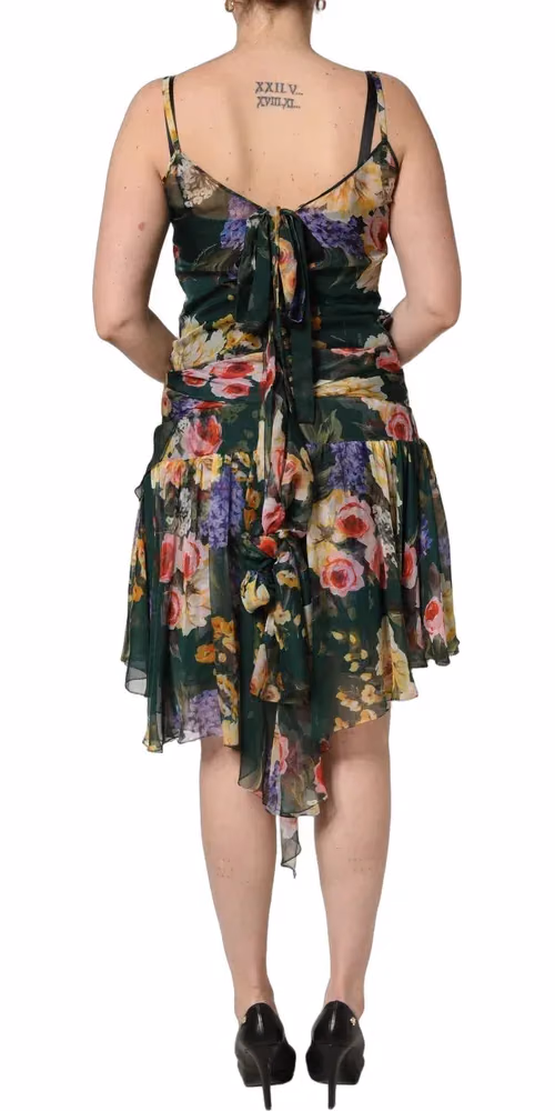 Dolce & Gabbana Multicolor Floral Print Sleeveless Mini Dress