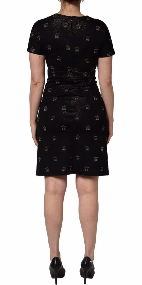 Dolce & Gabbana Black DG Crown Short-Sleeve Sheath Dress
