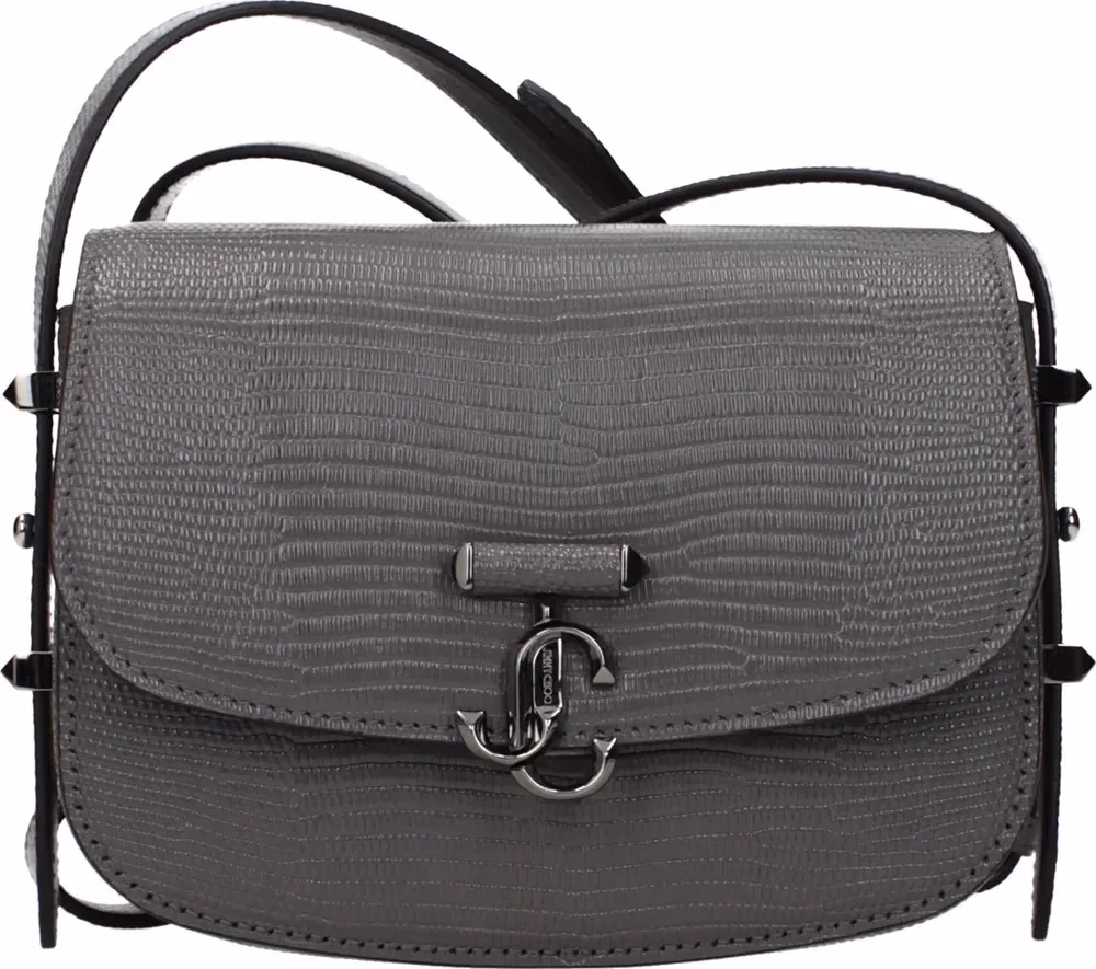 Jimmy Choo Gray Leather Shoulder Bag