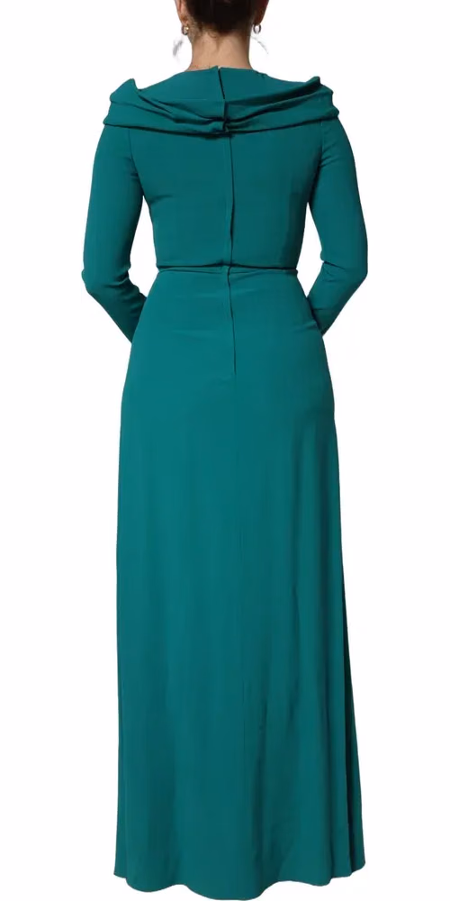 Dolce & Gabbana Green Round Neck Long Sleeves Gown Dress