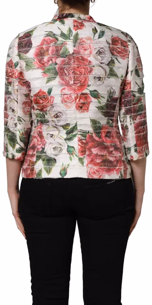 Dolce & Gabbana Multicolor Peony Print Polyester Coat Jacket