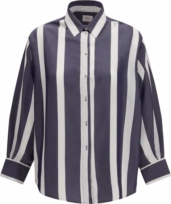 Cruna Blue Viscose Pattern Shirt