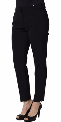 Black Skinny Mid Waist Chino Women Trouser Pants