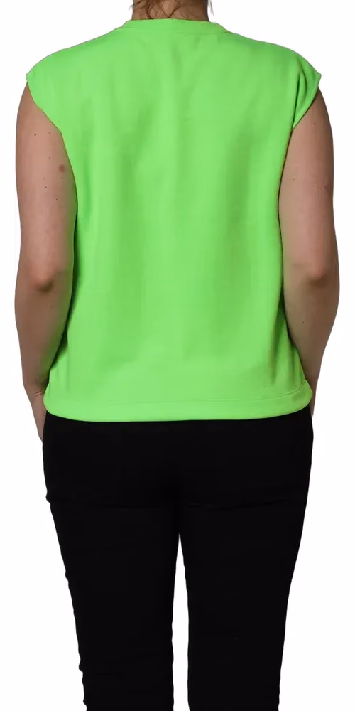 Dolce & Gabbana Neon Green DG Sequined Sleeveless Jersey Top