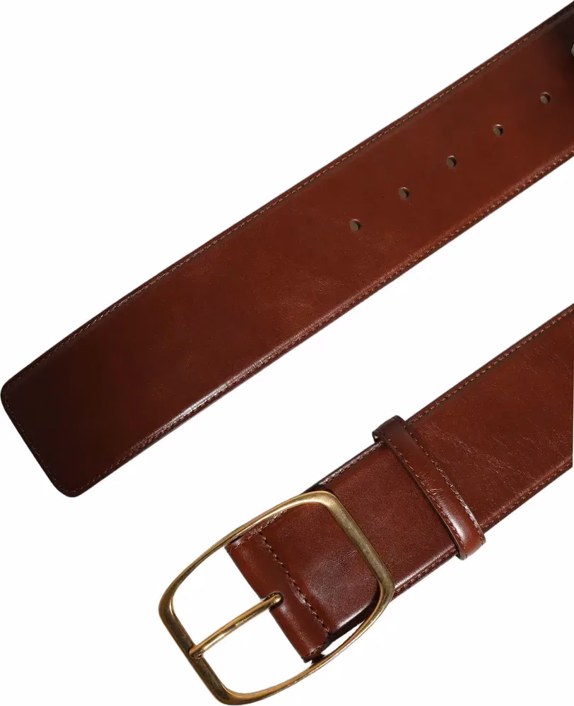 Dolce & Gabbana Brown Calfskin Leather Gold Metal Buckle Belt