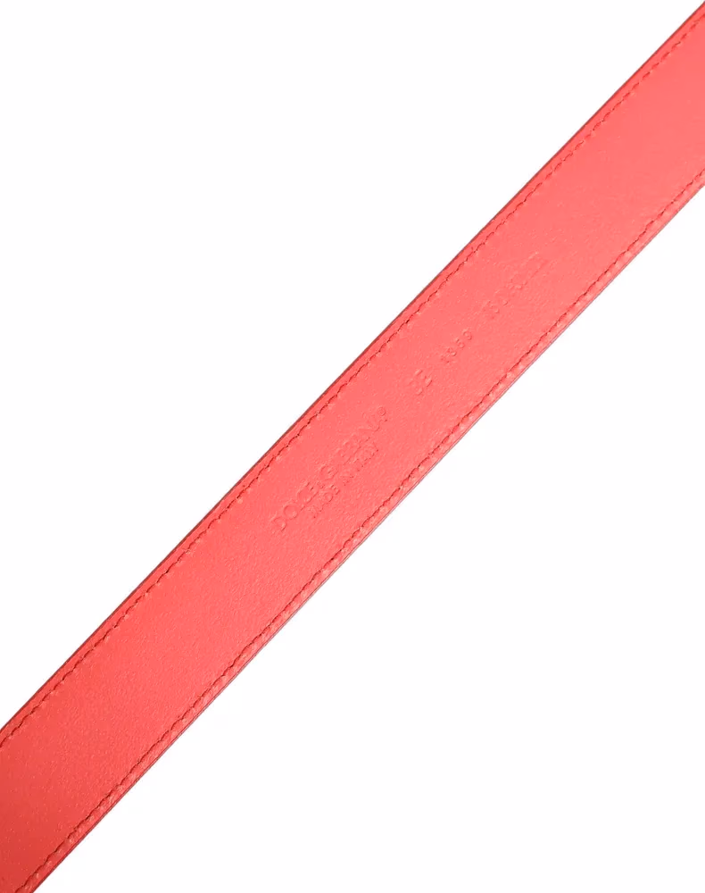 Dolce & Gabbana Pink Lambskin Leather Silver Metal Buckle Belt