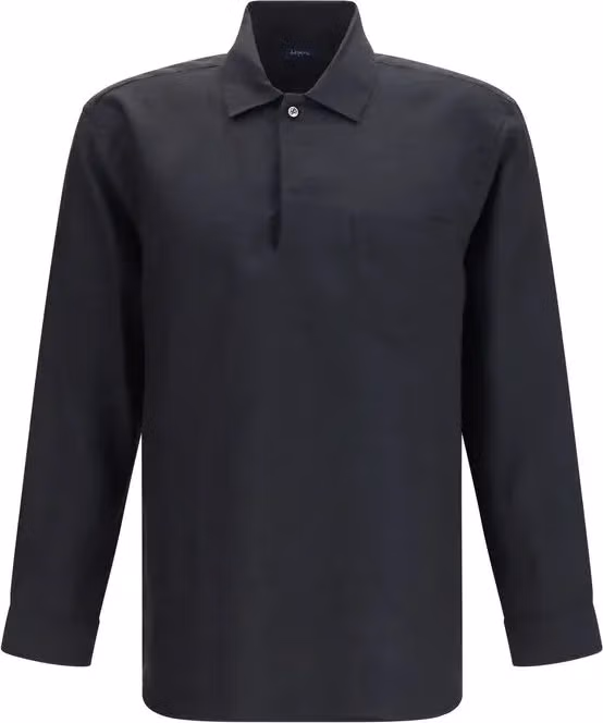 Deperlu Black Linen Dress Shirt