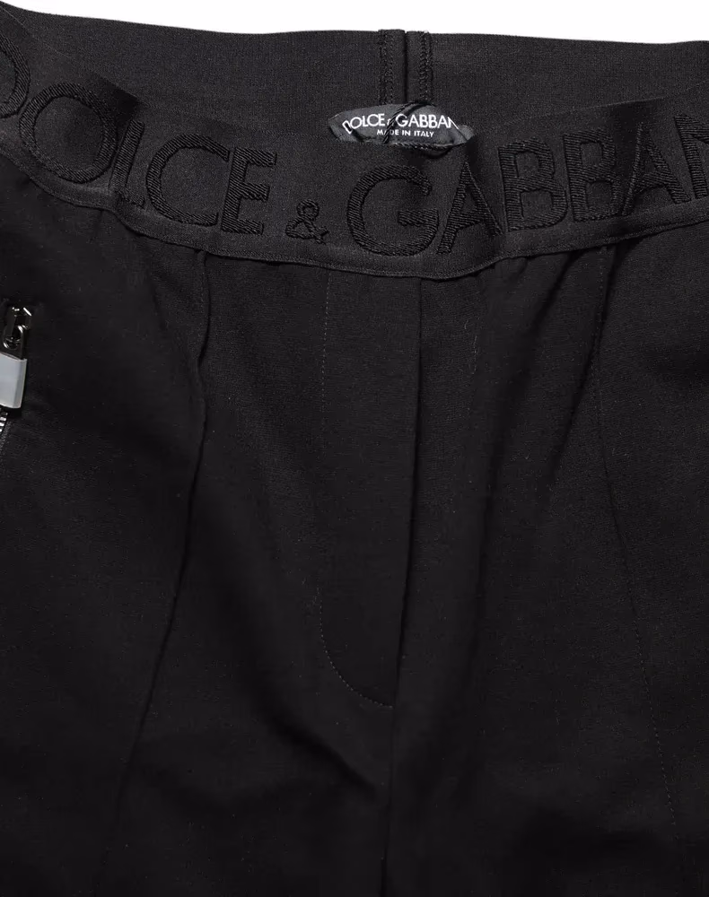Dolce & Gabbana Black Viscose Mid Waist Skinny Trouser Pants
