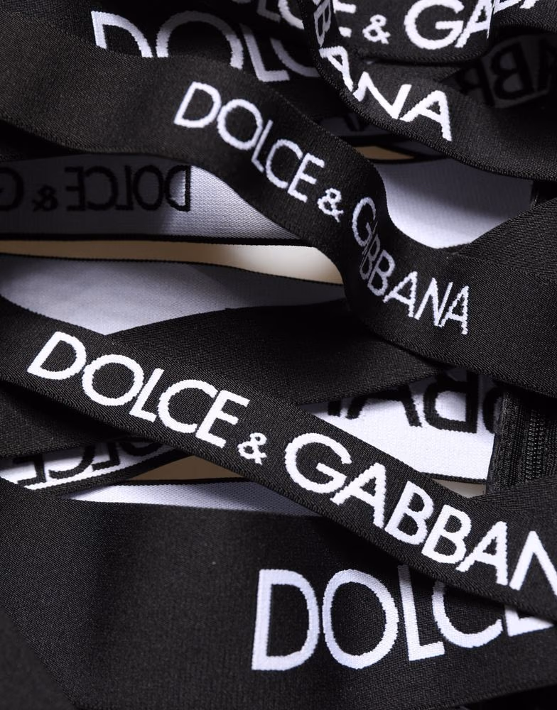 Dolce & Gabbana Black Logo Tape Cut Out Skinny High Waist Pants