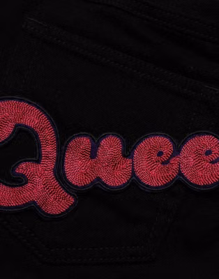 Black Queen Embroidery PRETTY Denim Jeans