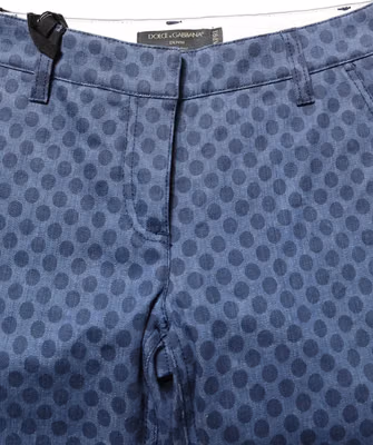 Blue Polka Dotted Slim Fit Capri Denim Jeans