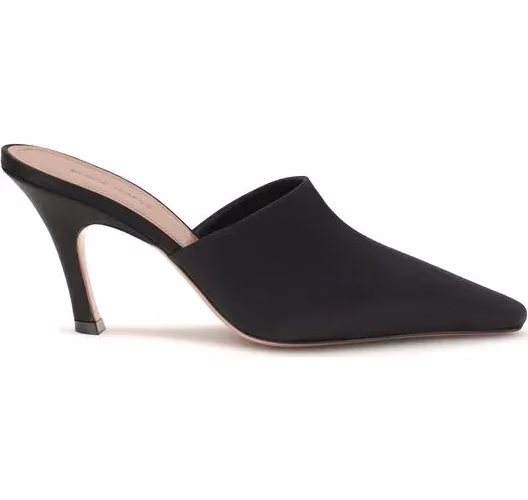 Amina Muaddi Black Silk Sandals