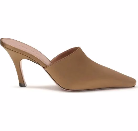 Amina Muaddi Brown Silk Sandals