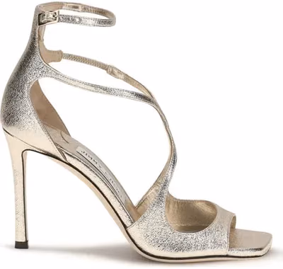 Gold Calf Leather Bos Taurus Stiletto Heel Sandals