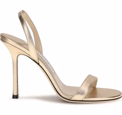 Gold Calf Leather Bos Taurus Stiletto Heel Sandals