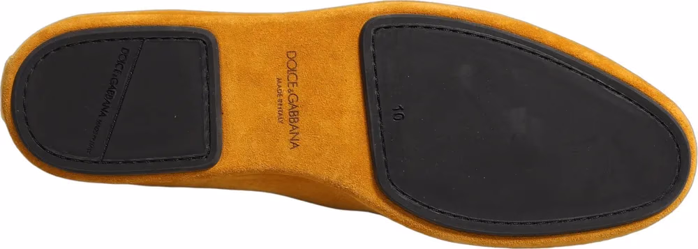 Dolce & Gabbana Yellow Velvet Slip On Men Dress Loafers Shoes