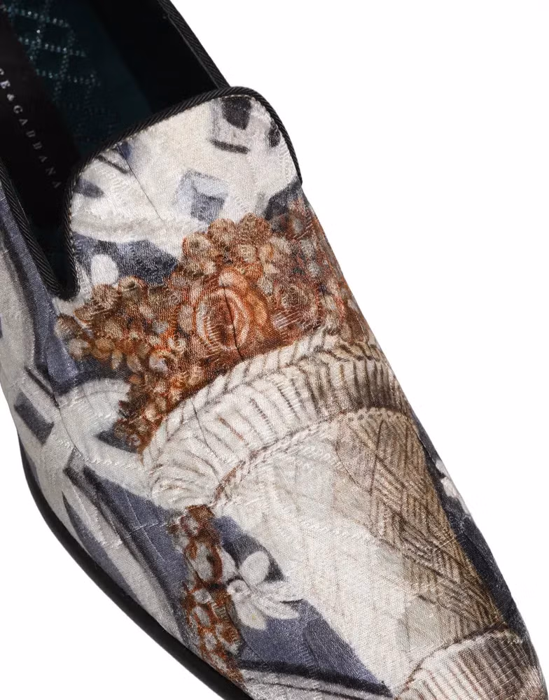 Dolce & Gabbana Multicolor Floral Tapestry Embroidery Loafer Shoes