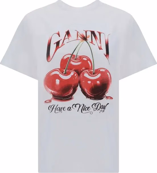 Ganni White Cotton T-Shirt