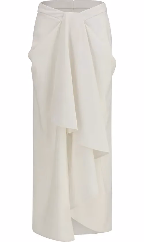Givenchy White Wool Oves Aries Long Skirt