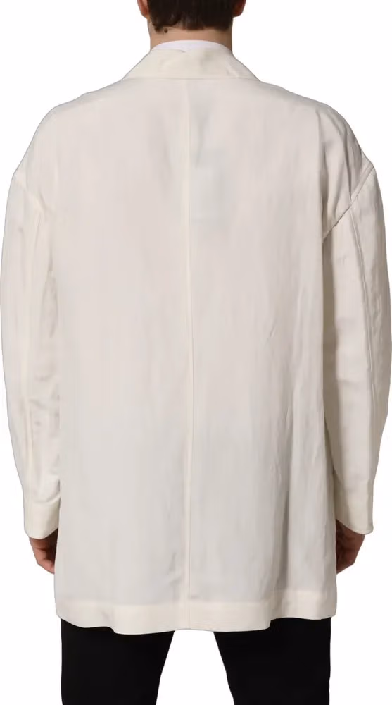 Dolce & Gabbana Off White Flax Single Breasted Blazer Jacket