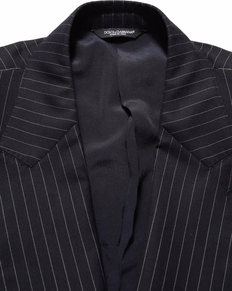 Dolce & Gabbana Black Stripes Wool Double Breasted Jacket