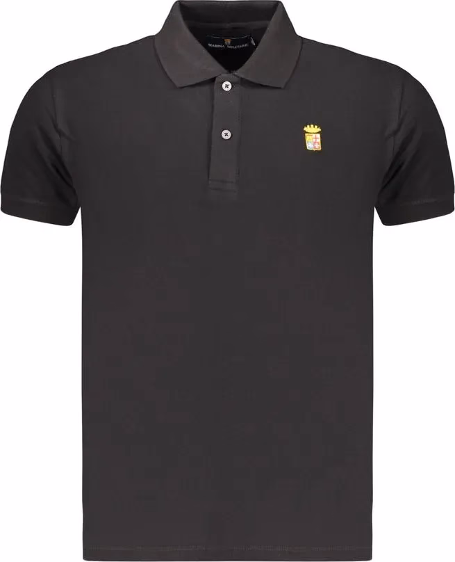 Marina Militare Black Cotton Mens Polo