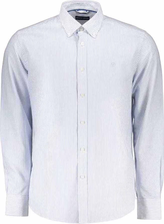 North Sails Azzurro Cotton Men Shirt with Long Sleeves and Button-Down Collar