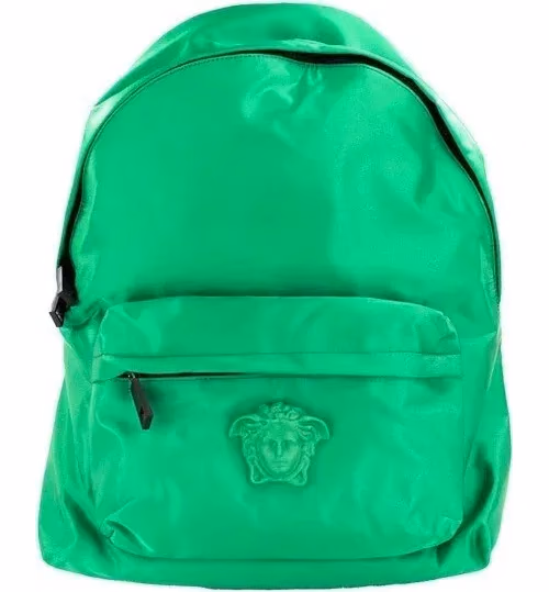Versace Versace Large Bright Green Nylon Fabric Medusa Shoulder Backpack Bookbag