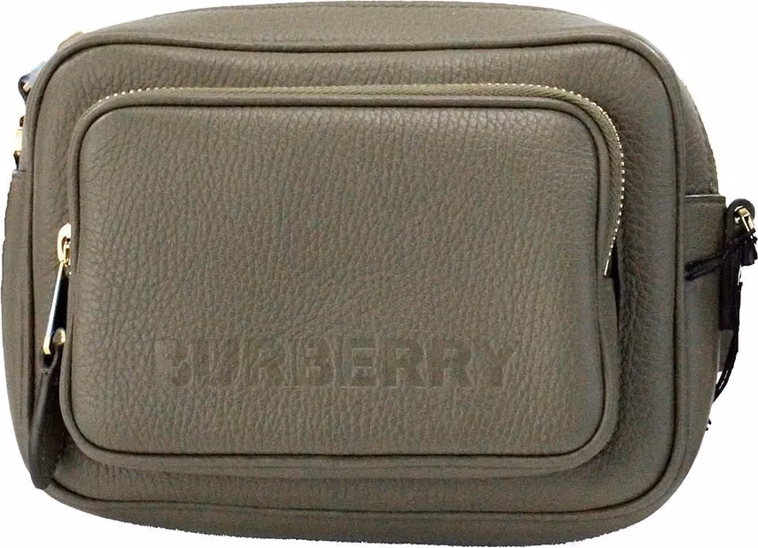 Burberry Burberry Small Branded Dark Fern Green Grainy Leather Camera Crossbody Bag