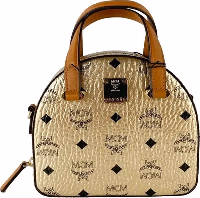 MCM Half Moon Mini Round Top Tote Crossbody Bag