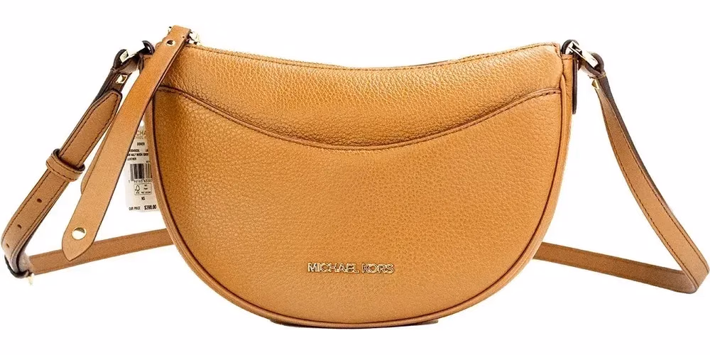 Michael Kors Michael Kors Dover Small Luggage Pebbled Leather Half Moon Crossbody Bag Purse