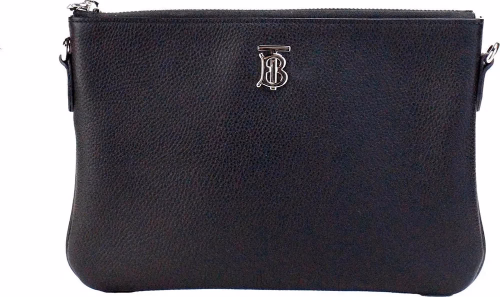 Burberry Burberry Peyton Monogram Black Leather Pouch Crossbody Bag Purse